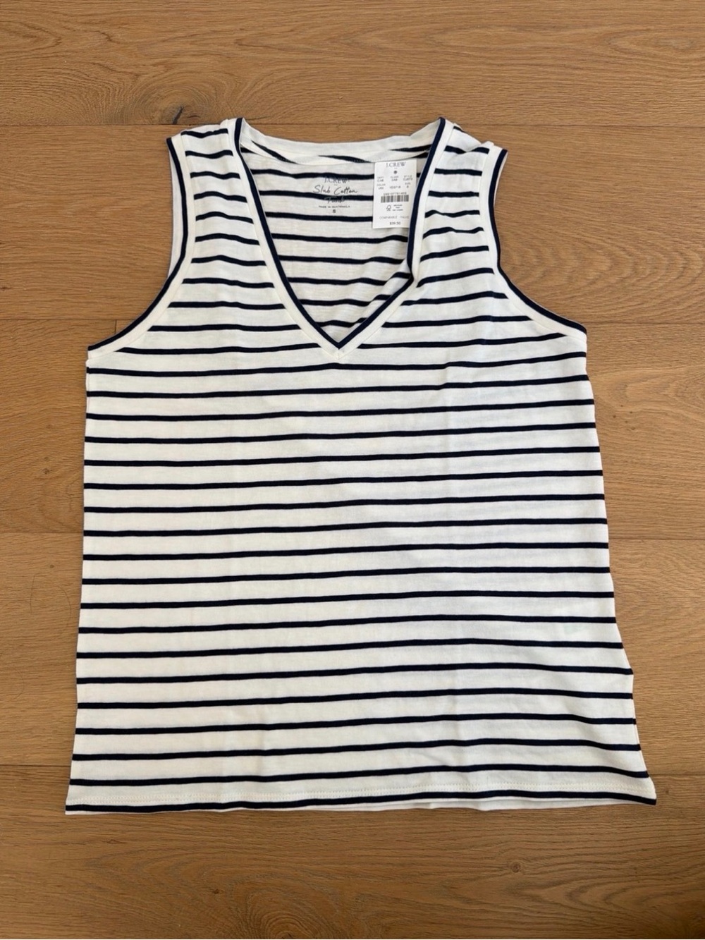 J.Crew Striped V-Neck Tank Top in White and Navy